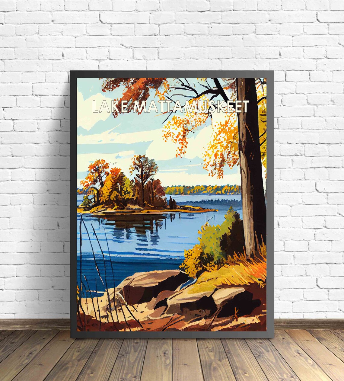 Lake Mattamuskeet Retro Art Print Lake Mattamuskeet Wall Art Illustration Lake Mattamuskeet Vintage 1960s Design Poster Artwork