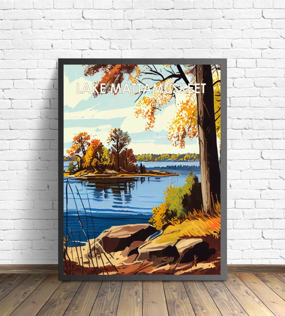 Lake Mattamuskeet Retro Art Print Lake Mattamuskeet Wall Art Illustration Lake Mattamuskeet Vintage 1960s Design Poster Artwork
