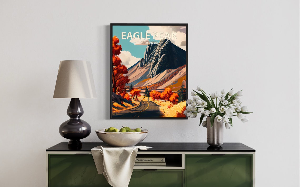 Eagle Peak California Craggy Summit Winding Road Fall Trees Poster - Image 3