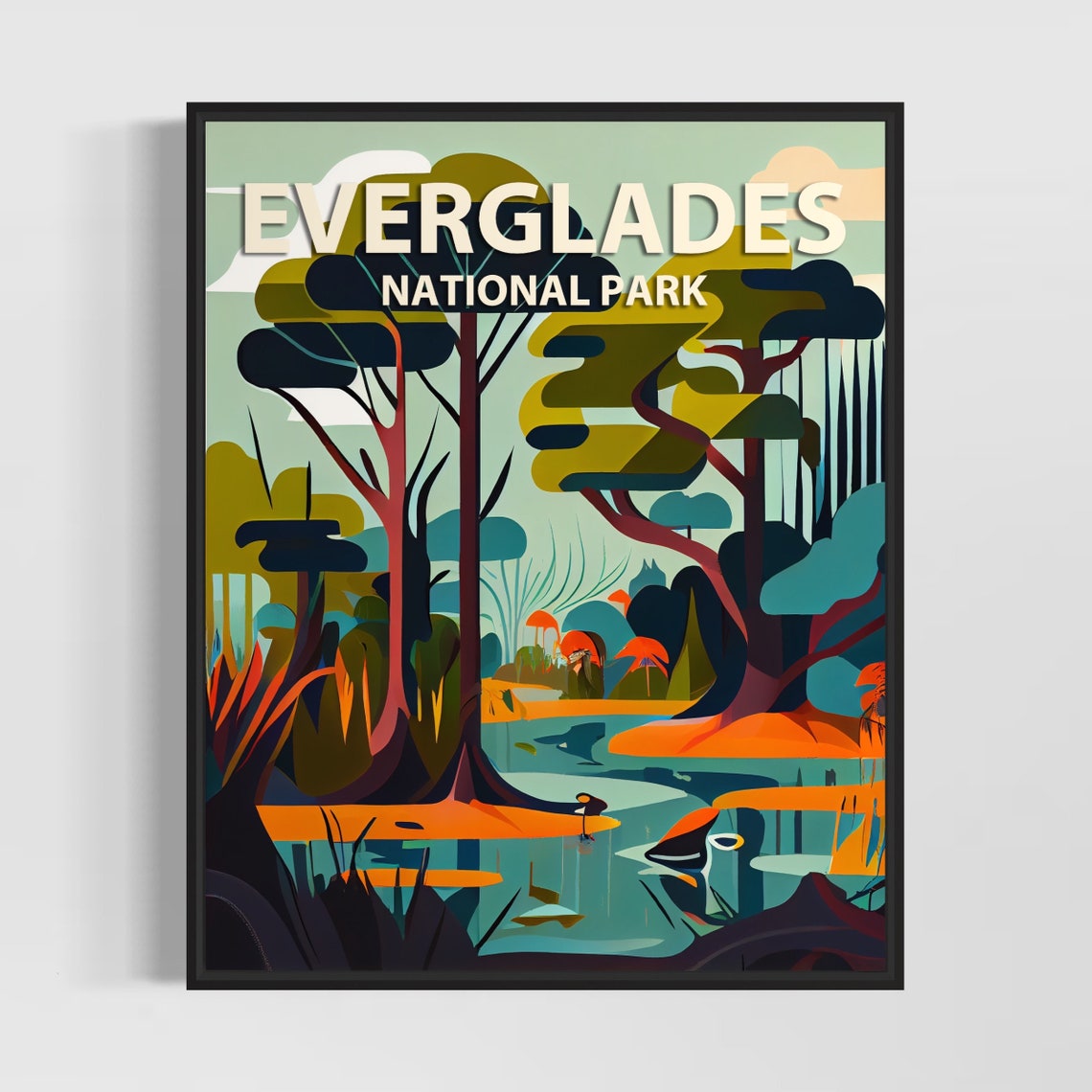 Everglades National Park Wetland Forest Wading Birds Art Poster