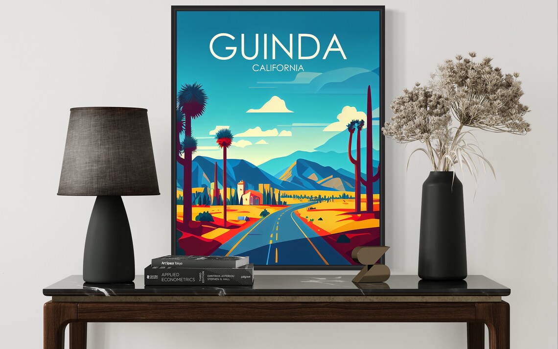 Guinda California Bold Straight Desert Highway Mountain Vista Poster - Image 3