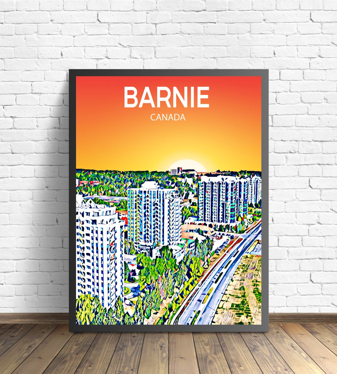 Barnie Canada Sunset Skyline Cityscape Art Travel Poster Gift