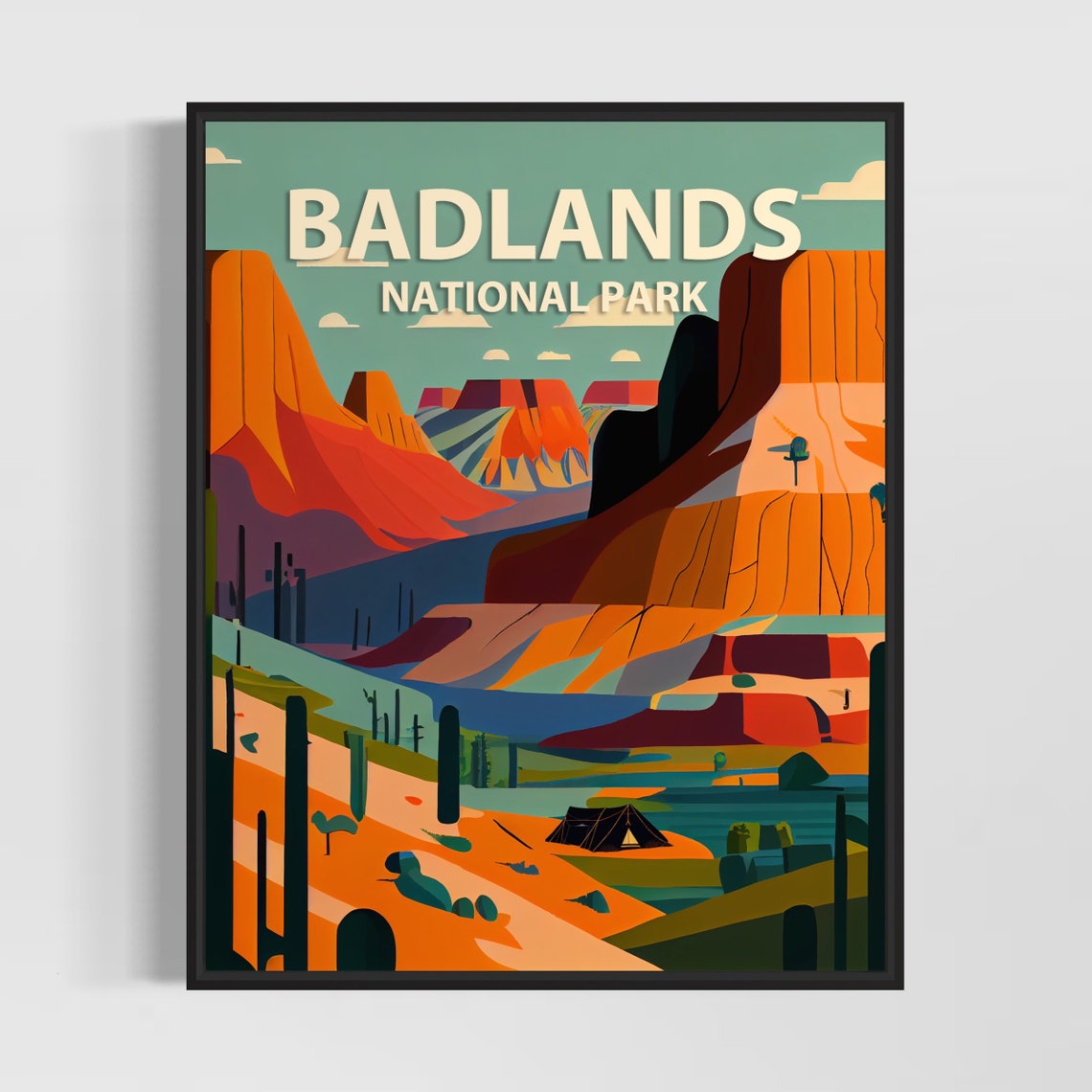 Badlands National Park Desert Buttes Scenic Vintage Poster Artwork