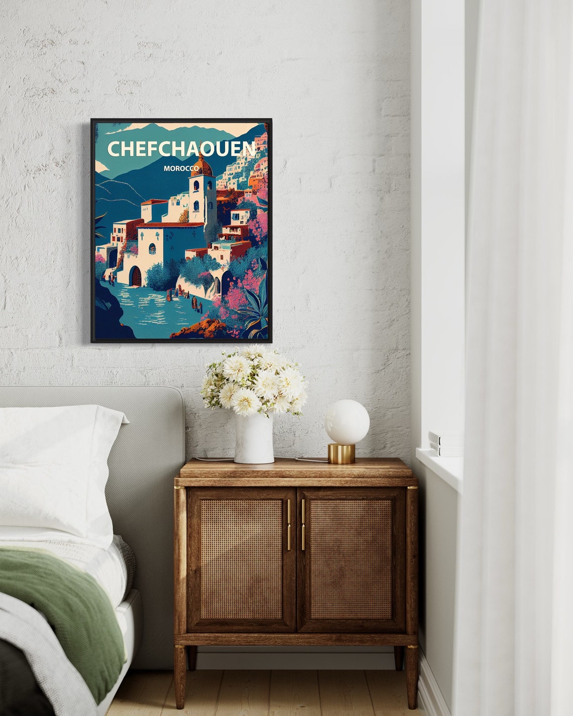 Chefchaouen Morocco Old Town Mountain Retro Travel Art Poster - Image 3