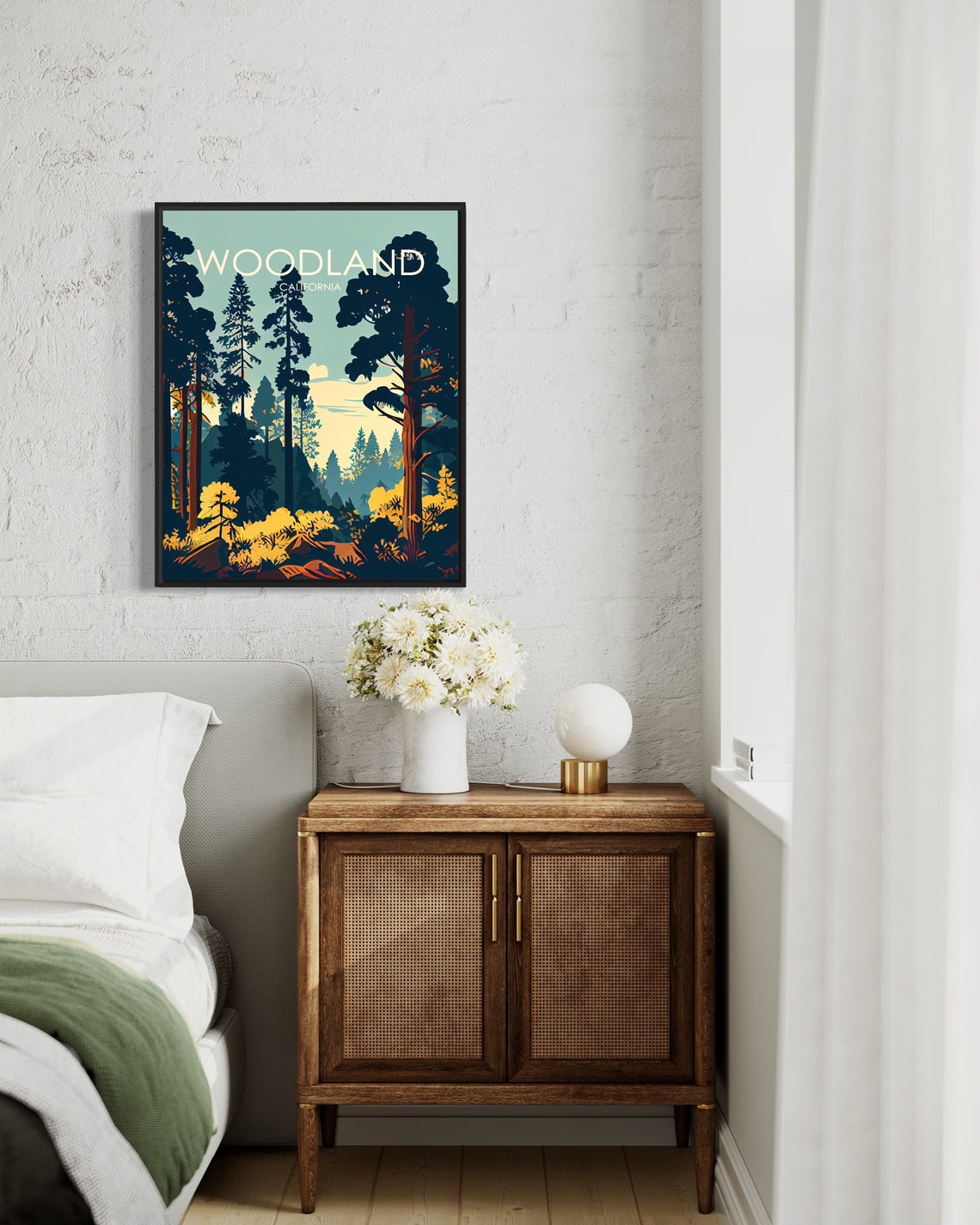 Woodland California Towering Pine Forest Golden Light Art Poster - Image 2