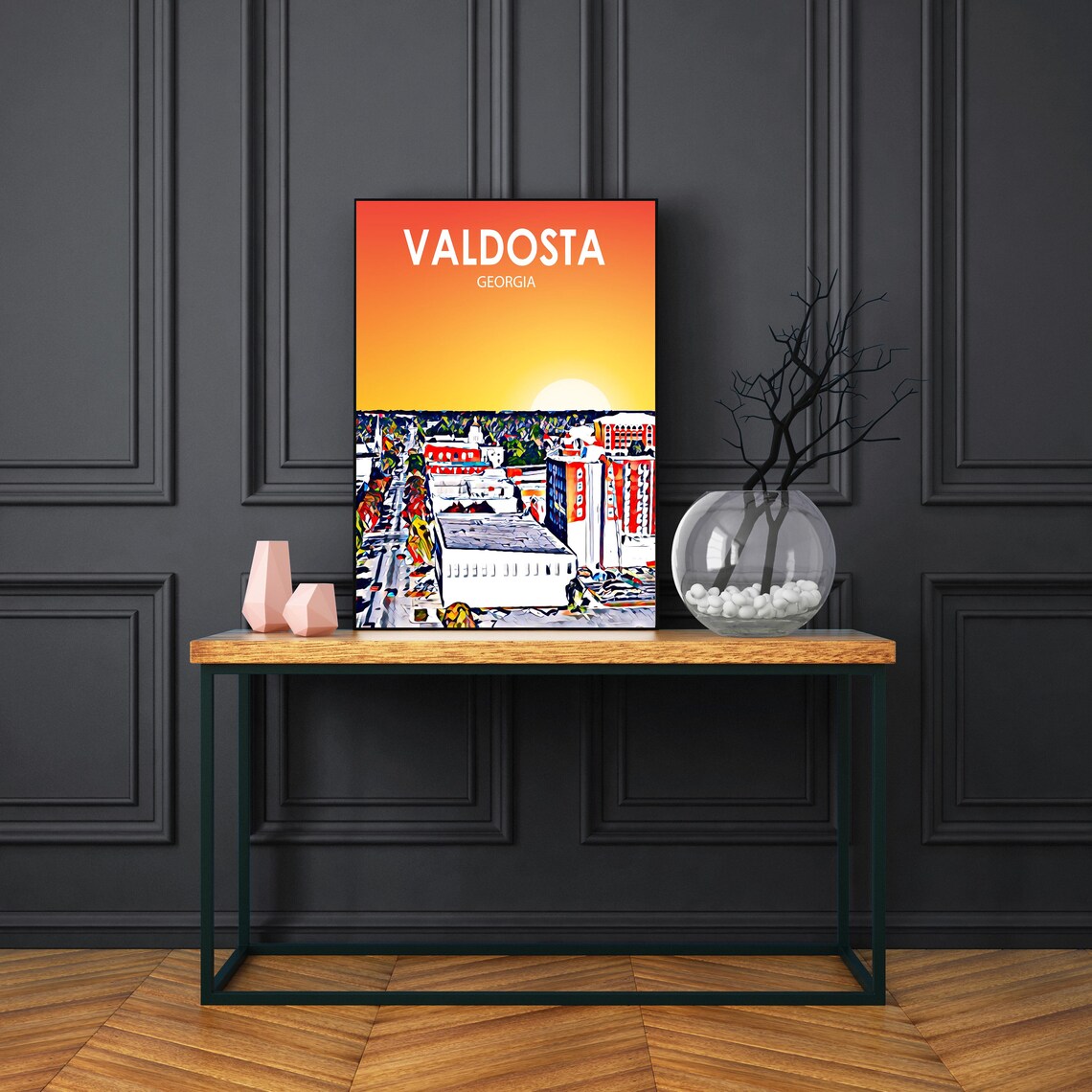 Valdosta Ga Art Poster Georgia Sunset Landscape Poster Print Valdosta City Wall Art Colorful Skyline Sketch Photo - Image 3