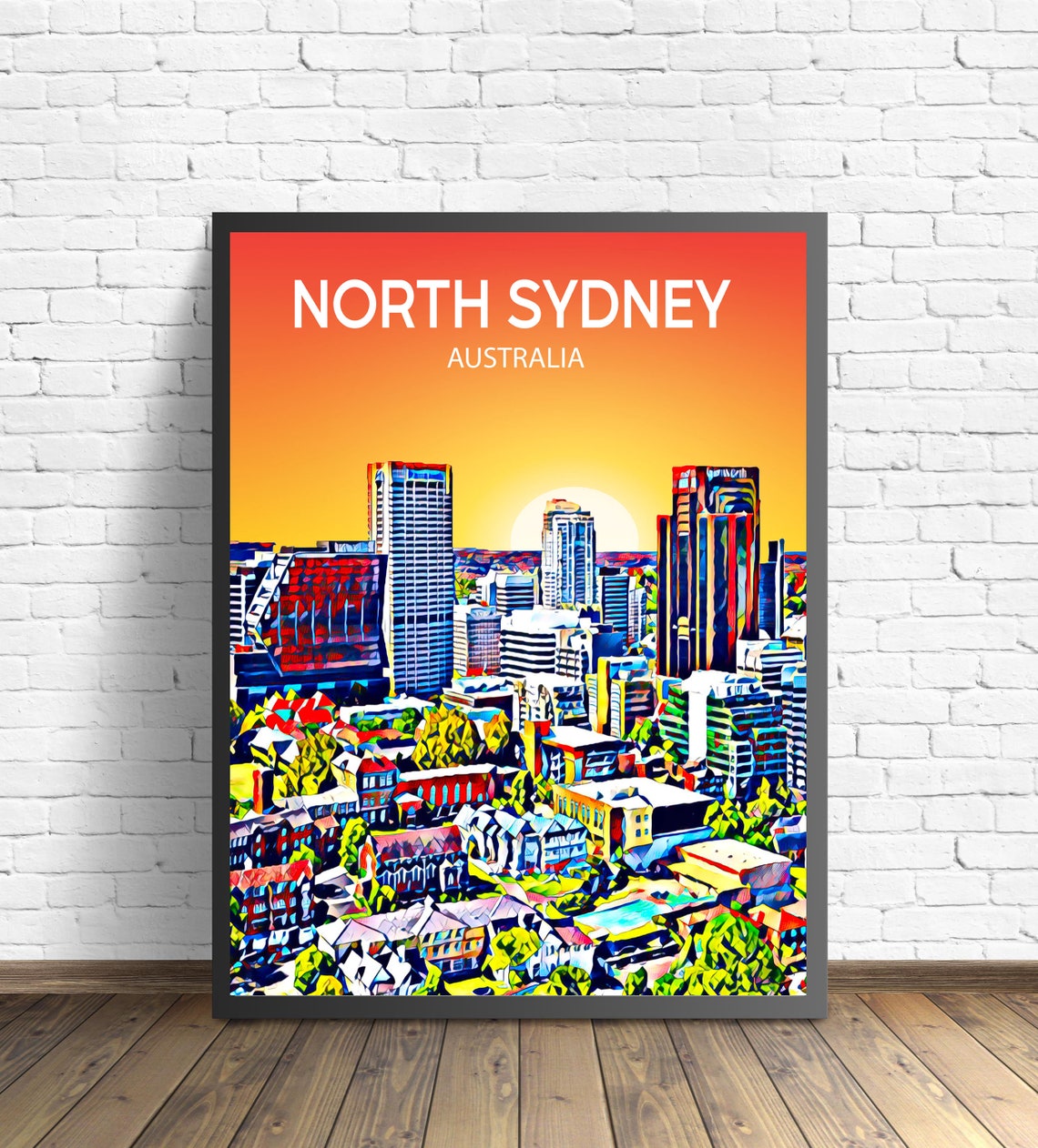 North Sydney Australia Tower Skyline Golden Sunset City View Poster