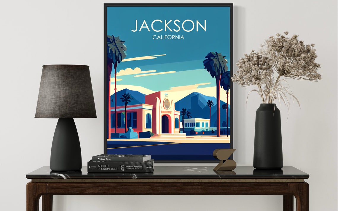 Jackson California Historic Mission Building Palm Mountains Poster - Image 3