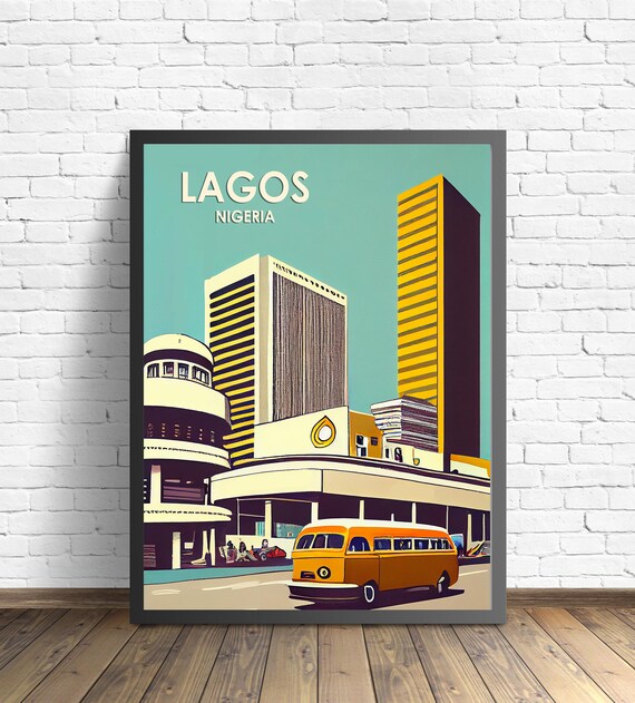Lagos Nigeria Retro Art Print Lagos Wall Art Illustration Lagos Vintage Minimal Design Poster