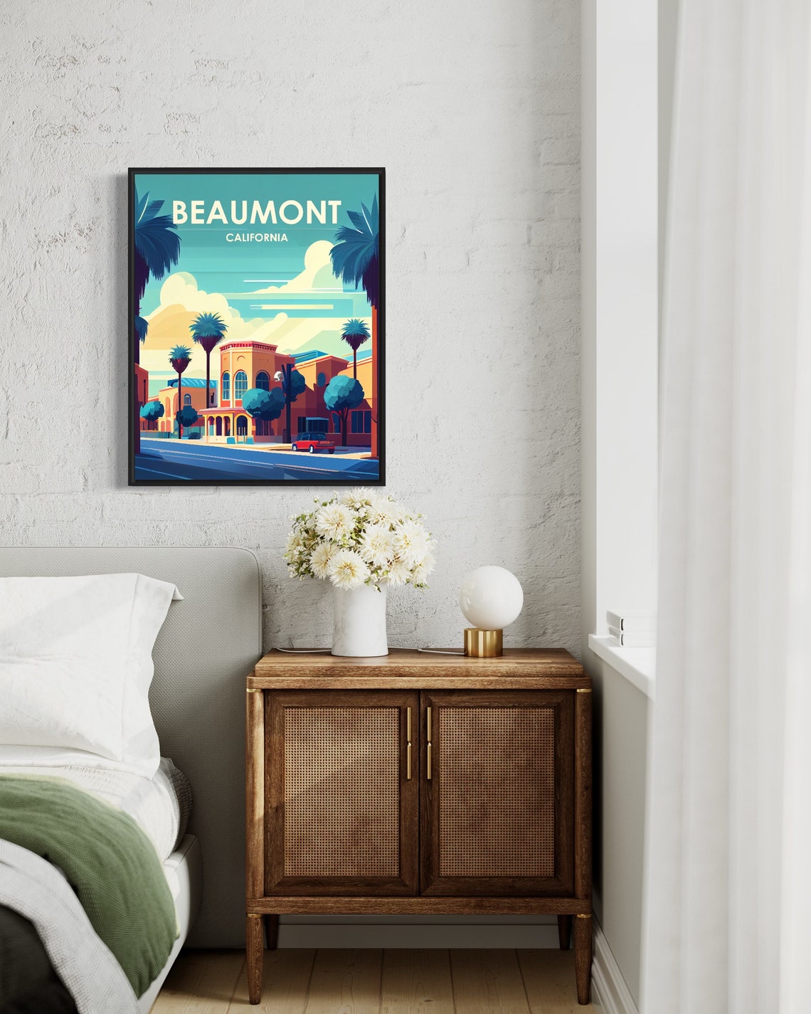 Beaumont California Vintage Sunny Downtown Streetscape Poster - Image 3