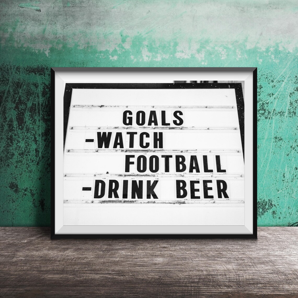 Goals Watch Football Drink Beer Marquee Sign Sports Bar Poster