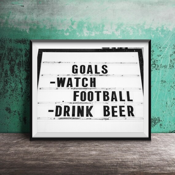 Goals Watch Football Drink Beer Marquee Sign Sports Bar Poster
