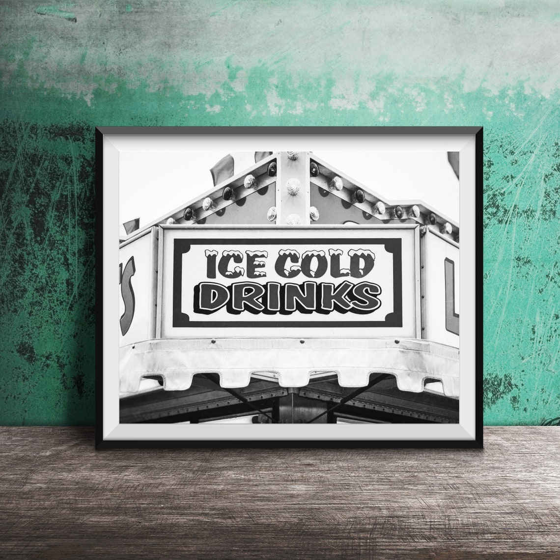 Ice Cold Drinks Bright Carnival Concession Stand Sign Poster - Image 2