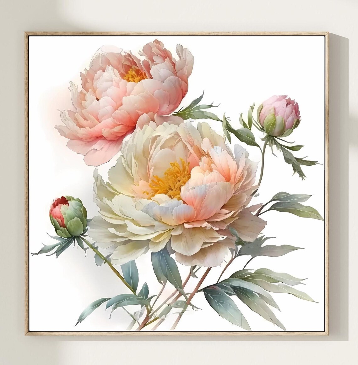 Peony Art Print, Blush Pink Floral Decor
