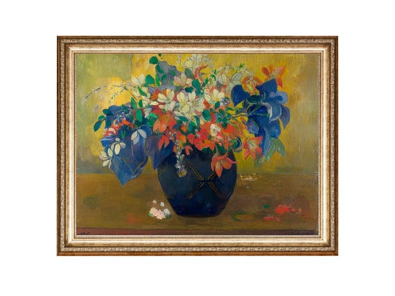Moody Victorian Style Floral Art Paul Gauguins A Vase Of Flowers 1896 Print On Premium