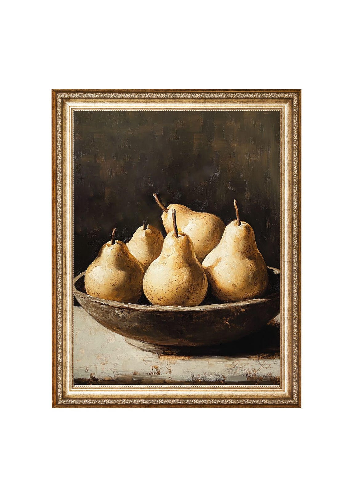 Pear Still Life, Rustic Cottagecore Art Print