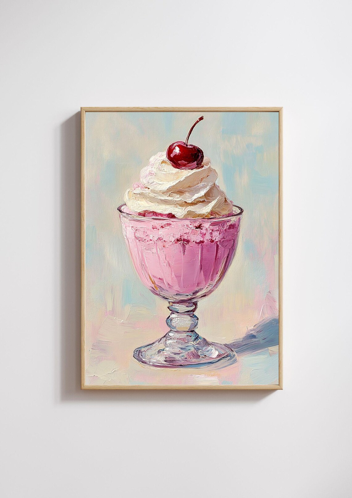 Cherry Sundae Dessert Still Life, Vintage Oil Painting - Image 2