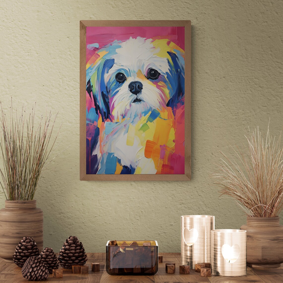 Colorful Shih Tzu Painterly Pop Art Pastel Dog Portrait Art Poster - Image 2