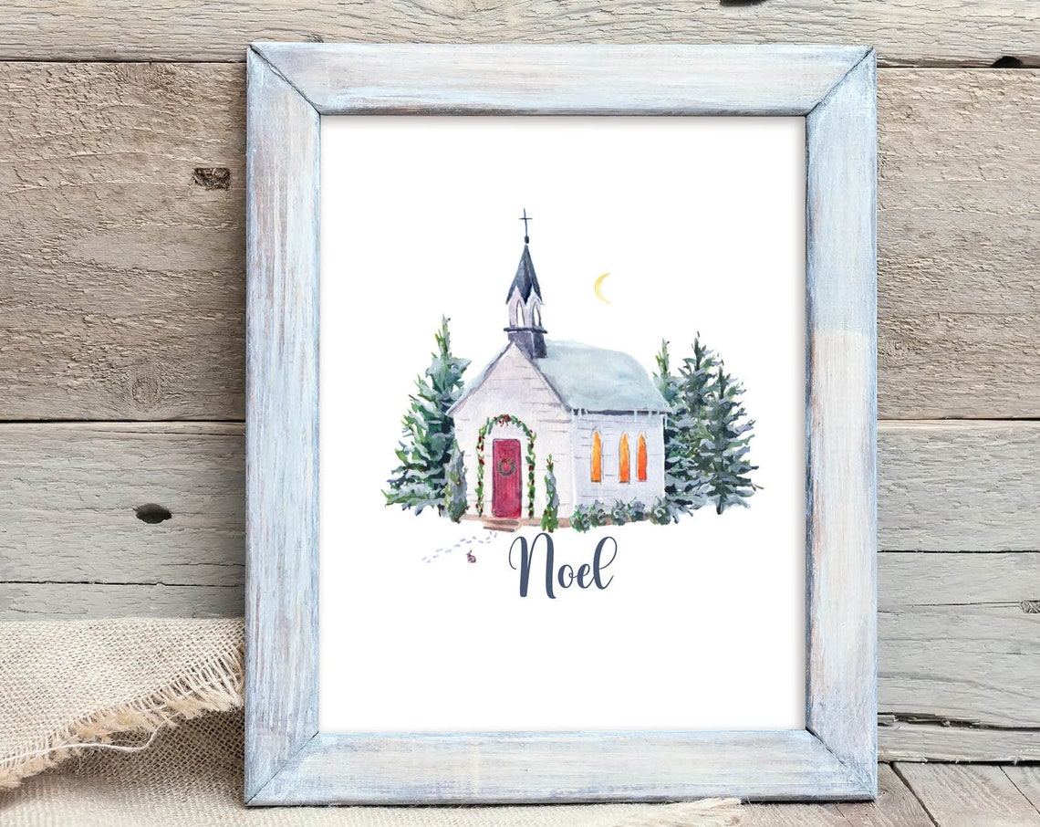 Noel Christmas Song Wall Art 5x7 8x10 11x14 16x20 Christmas Print Watercolor Holiday Diy Decor Country Church Sign