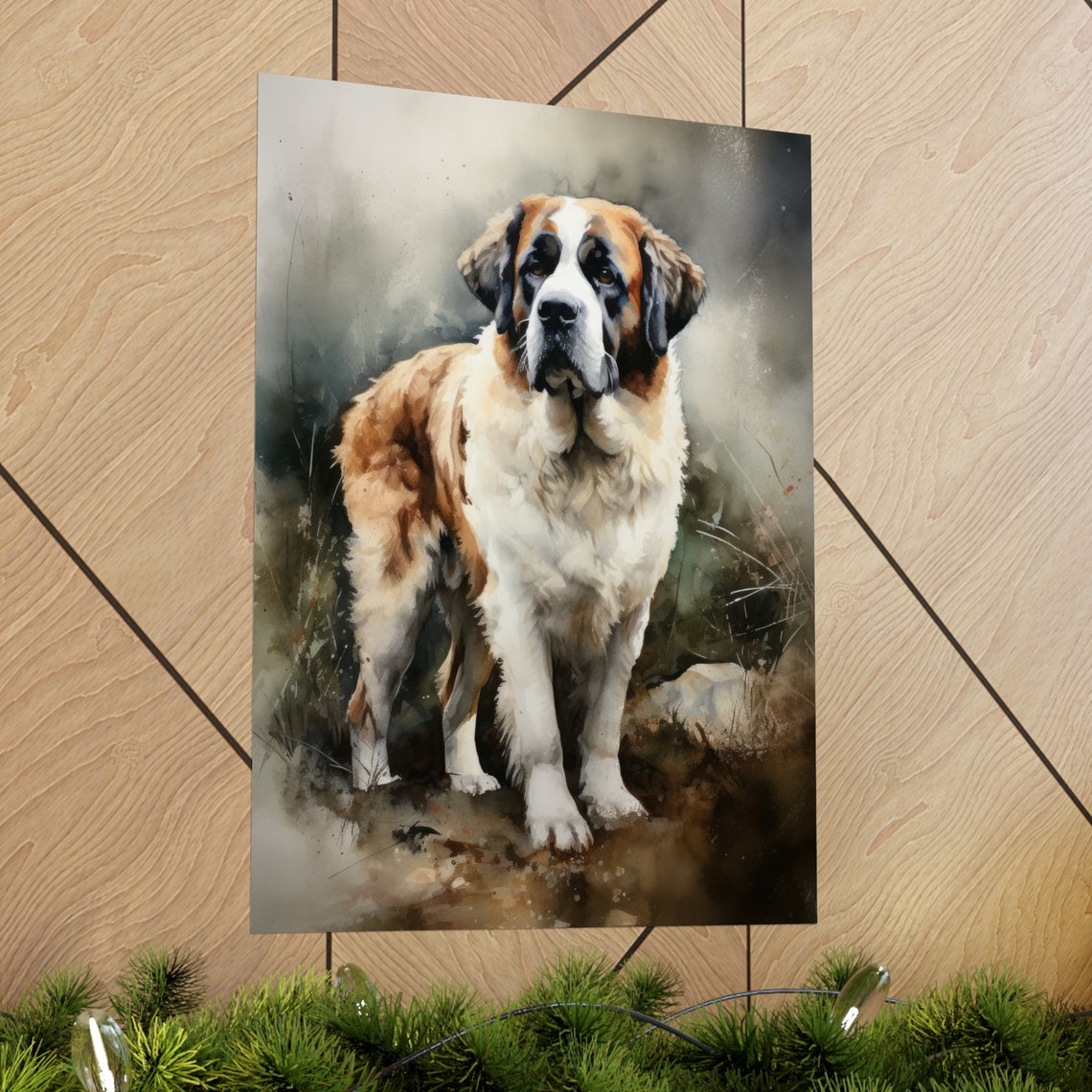 St Bernard Dog Art Print Dog Wall Art Animal Art Print Animal Art Poster Dog Lover Gift Colorful Animal Wall Art Cool Dog Art - Image 2