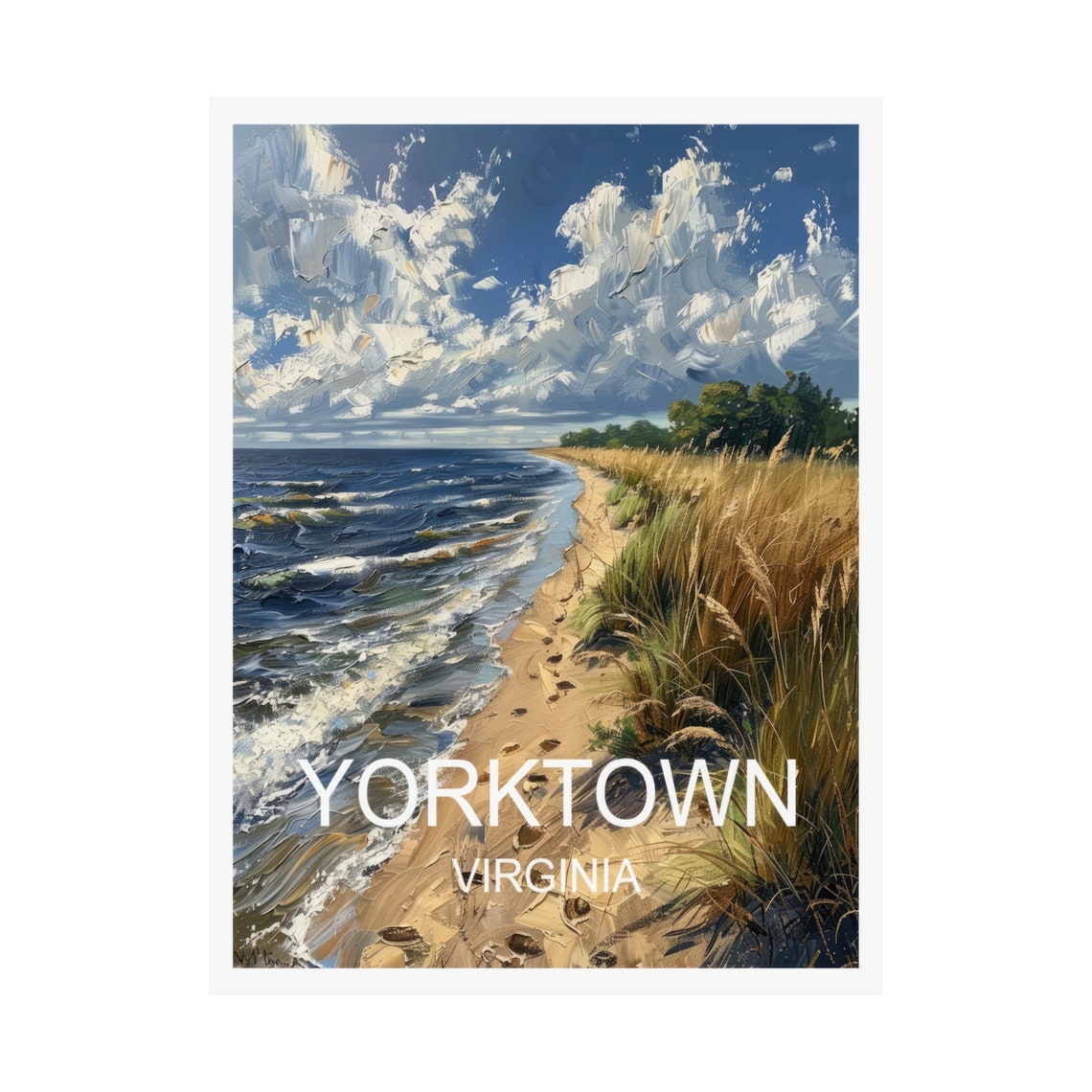 Yorktown Virginia Beach Dunes Ocean Coastline Travel Poster Elegant - Image 3