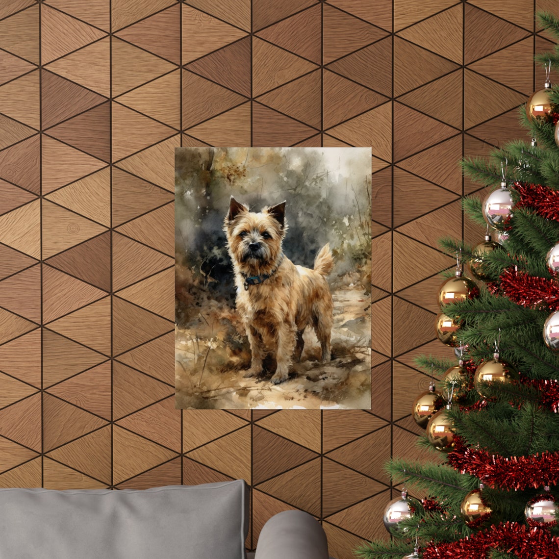 Norfolk Terrier Standing in Fall Leaves Watercolor Dog Art Print - Image 3