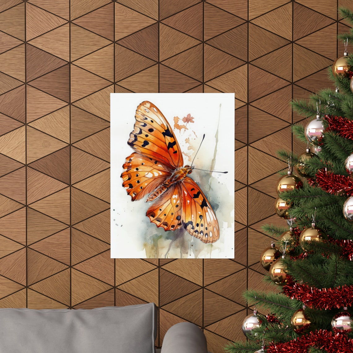 Fritillary Butterfly Orange White Spotted Wings Watercolor Art Print - Image 3