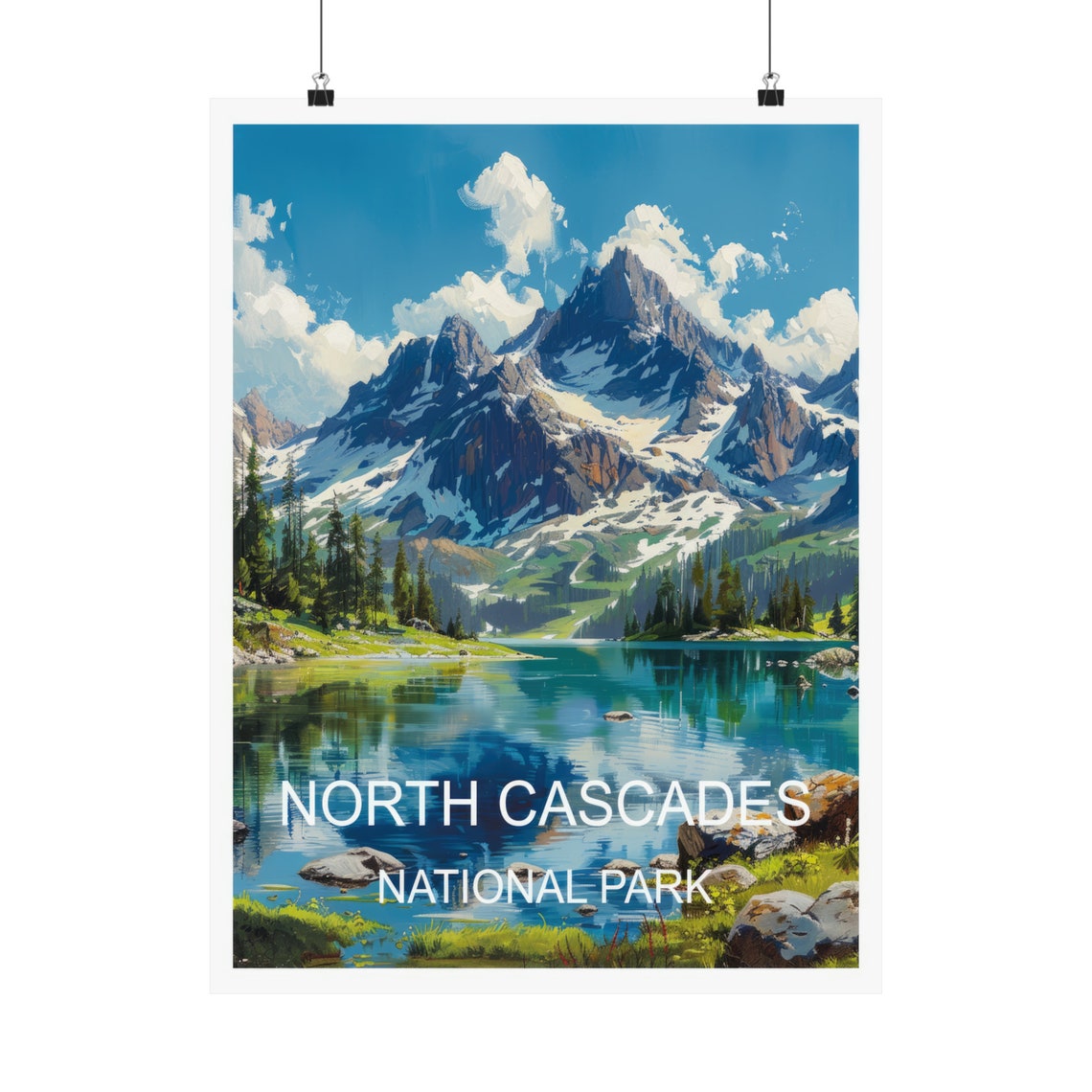 North Cascades National Park Snowy Peak Blue Lake View Travel Poster - Image 5