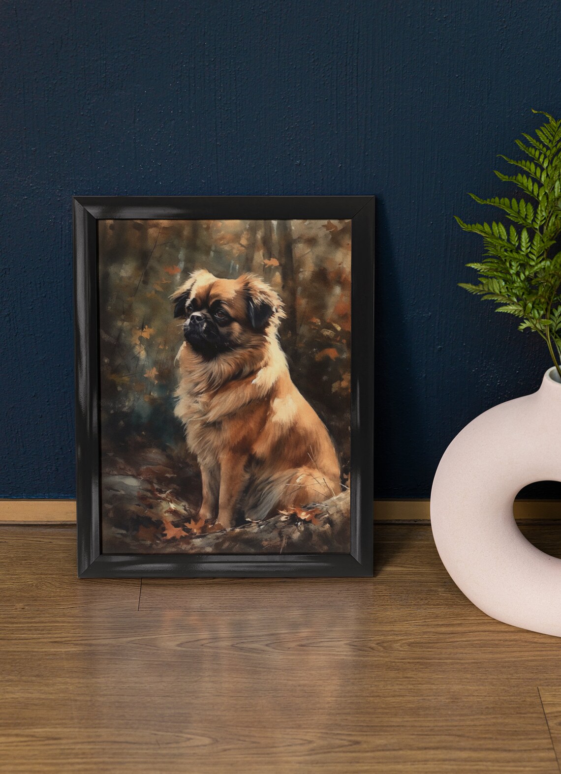 Tibetan Spaniel Sitting Watercolor Portrait Small Dog Breed Poster