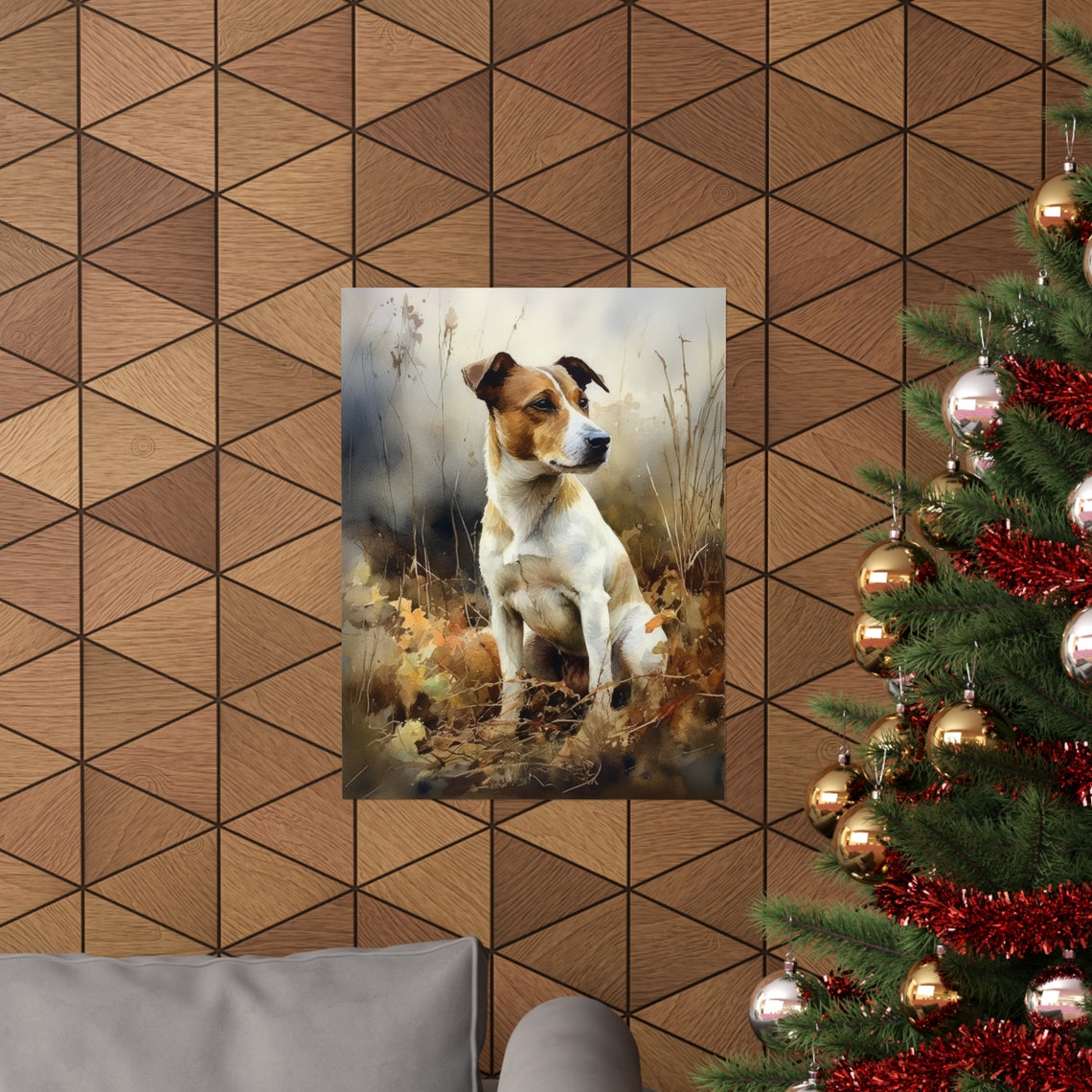 Jack Russell Terrier Sitting In Autumn Field Watercolor Dog Poster - Image 3