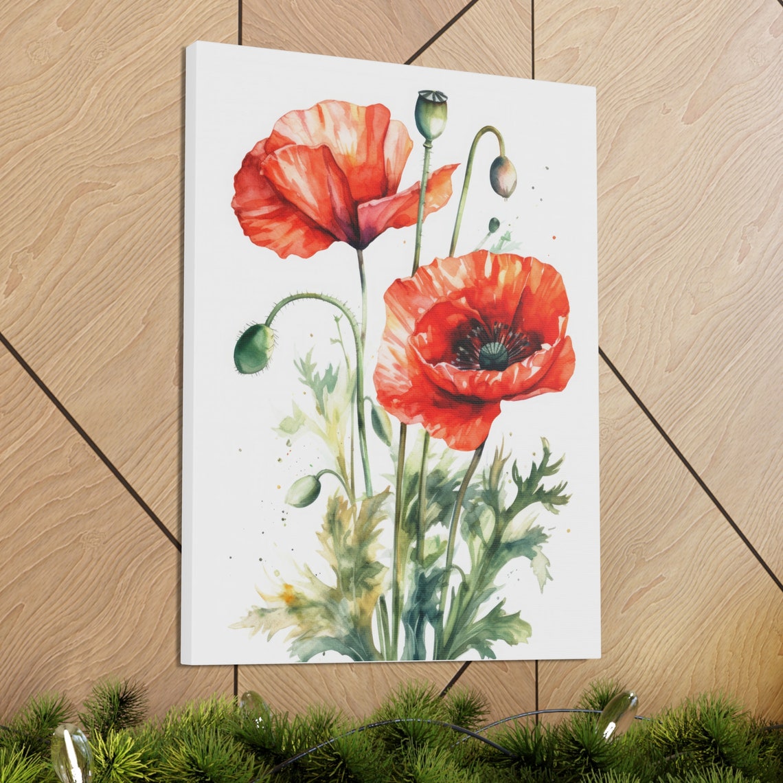 Bold Red Poppy Flowers Loose Watercolor Botanical Floral Poster - Image 3