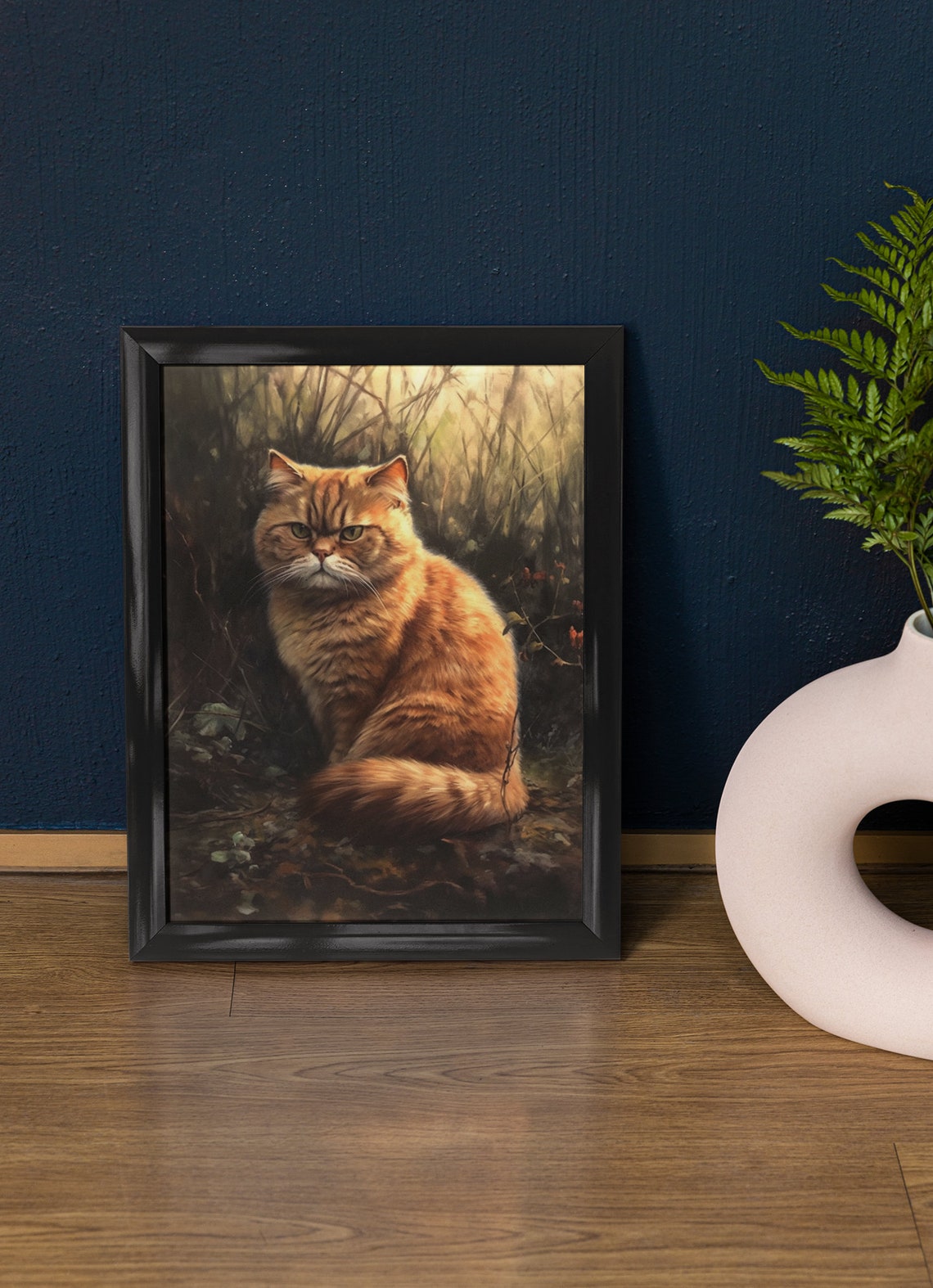 Exotic Shorthair Orange Tabby Cat Grass Field Feline Art Poster