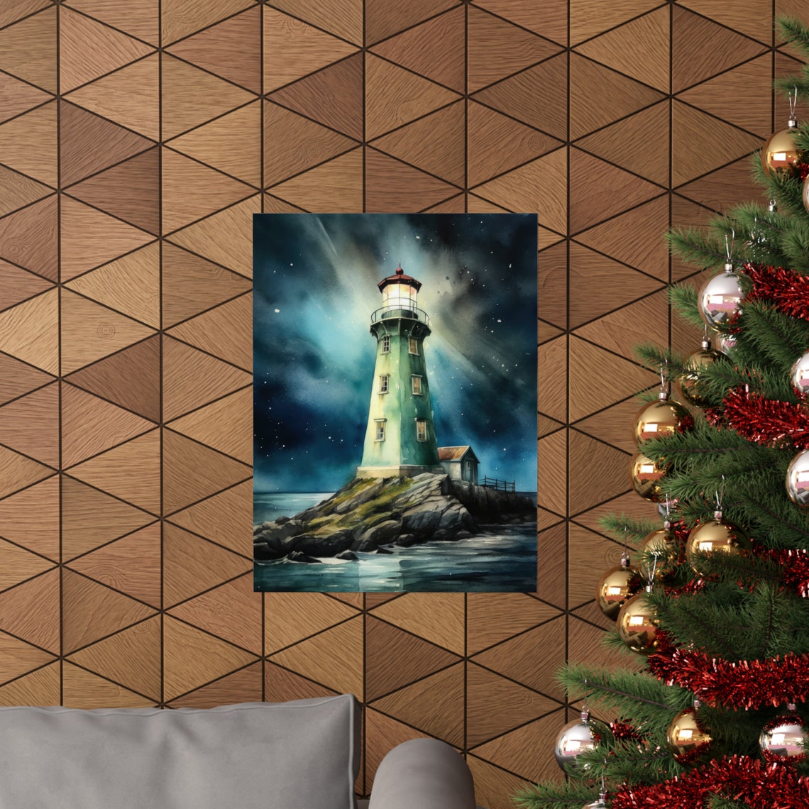 Lighthouse Art Print Lighthouse Painting Lighthouse Wall Art Beach Art Print Beach Wall Art Ocean Dcor Ocean Painting Ocean Theme - Image 3