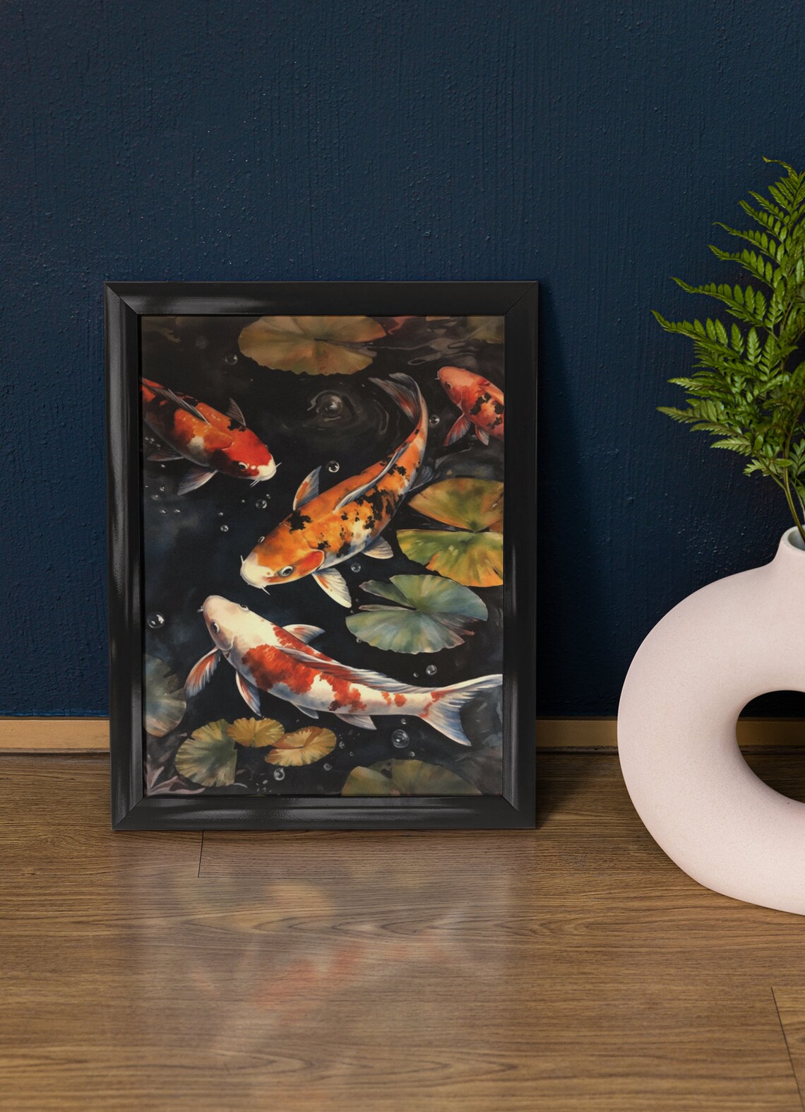 Koi Fish Art Print Koi Pond Painting Koi Wall Art Koi Fish Painting Feng Shui Wall Art Japanese Inspired Art Japanese Poster Zen Art