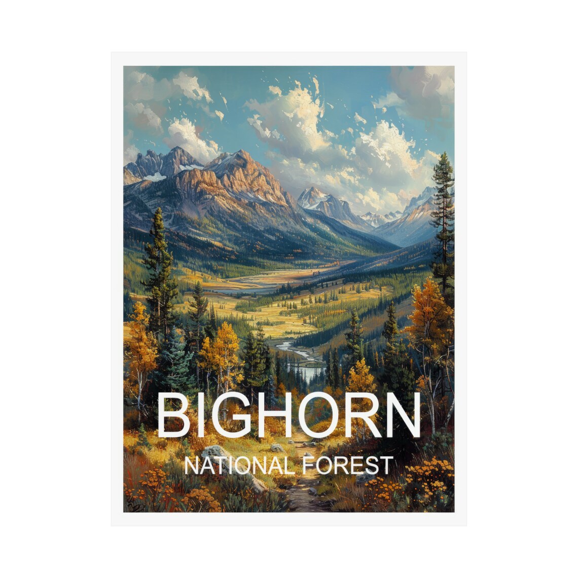 Bighorn National Forest Golden Autumn Valley Mountain View Poster - Image 3