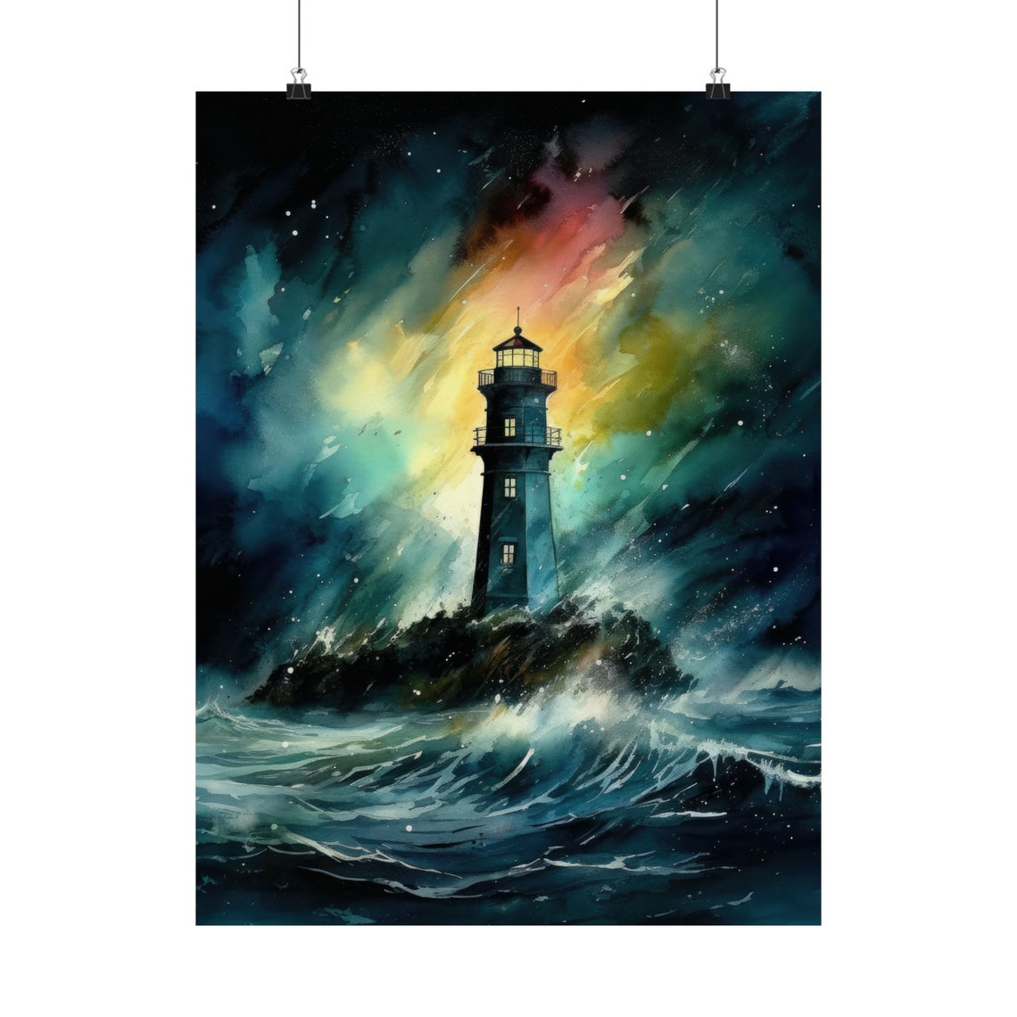 Lighthouse Art Print Lighthouse Painting Lighthouse Wall Art Beach Art Print Beach Wall Art Ocean Dcor Ocean Painting Ocean Theme - Image 5