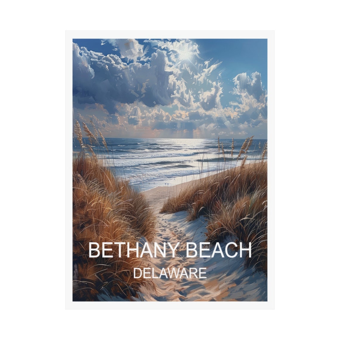 Bethany Beach Delaware Dune Path Ocean Waves Coastal Travel Poster - Image 3