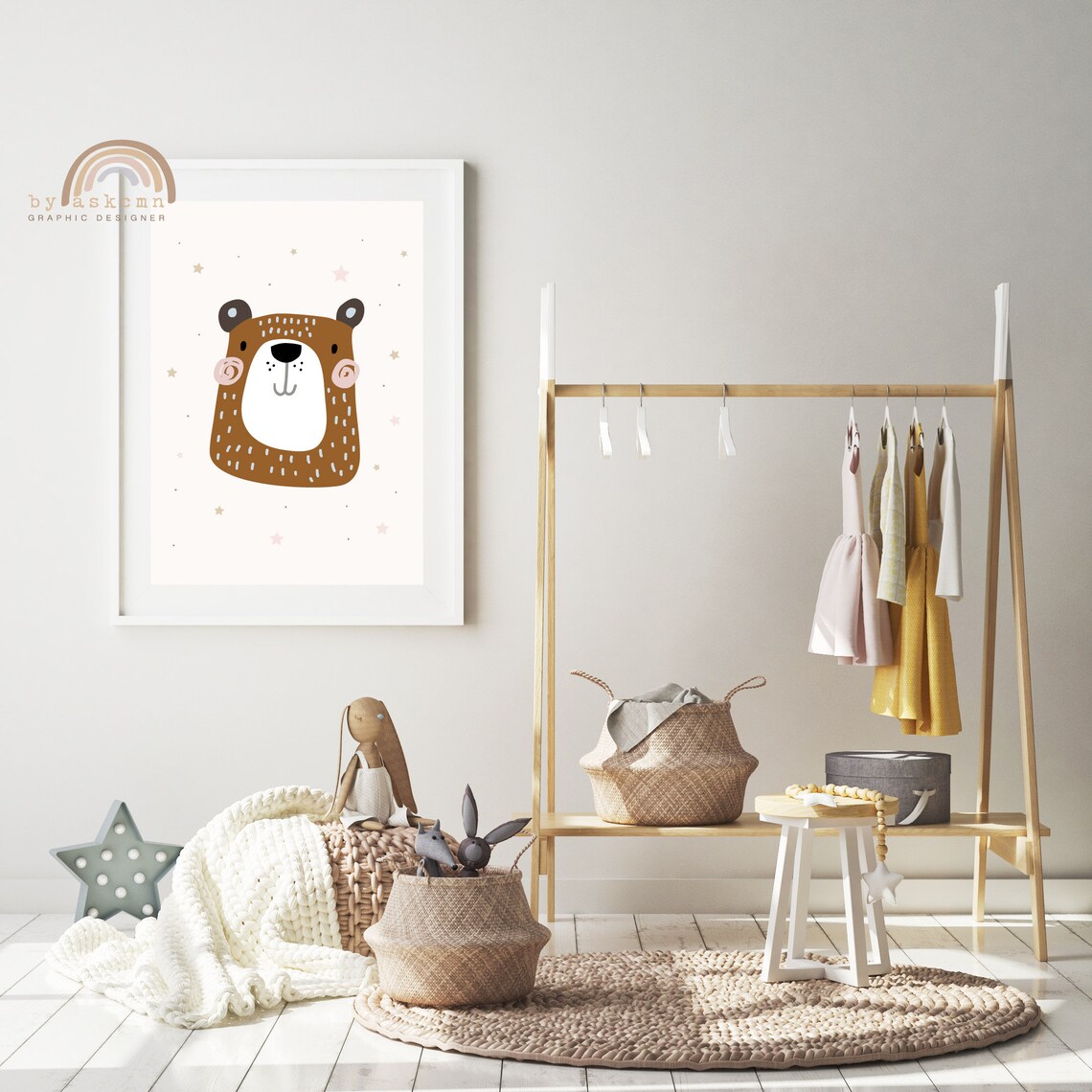 Chocolate Bear Curly Cheeks Dotted Fur Cute Nursery Animal Wall Decor Poster - Image 5