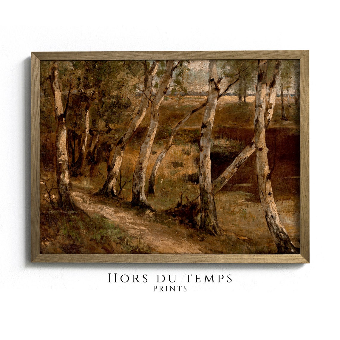 Birch Tree Forest Landscape Painting Earthy Tone Vintage Art Hors Du Temps Prints