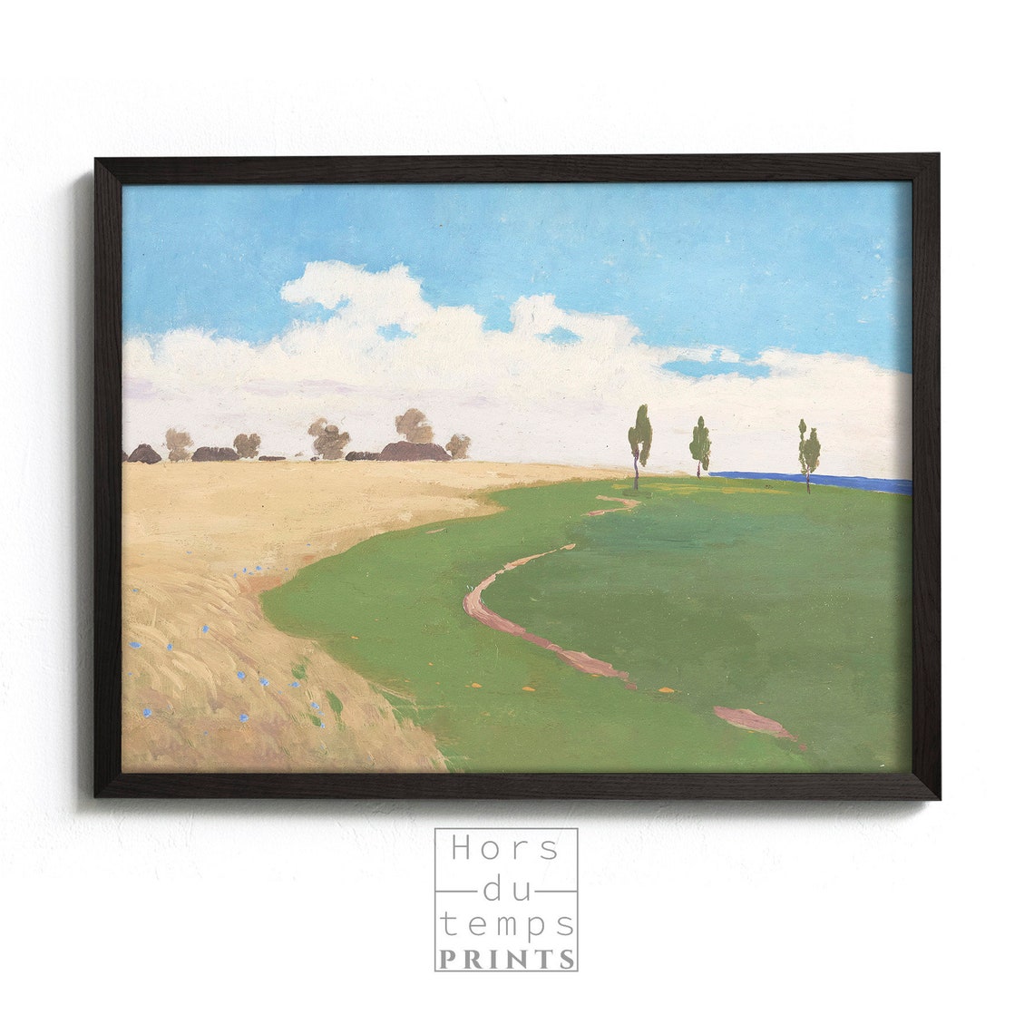 Colorful Wheat Field Curved Meadow Modernist Landscape Poster - Image 2