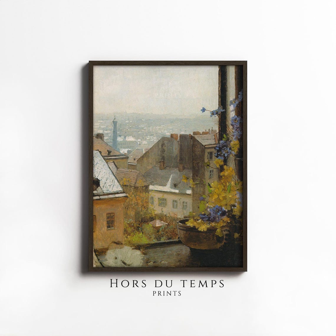 Vintage Painting Of Town Buildings Soft Pastel Tones Cityscape Village Farmhouse Art Hors Du Temps Prints