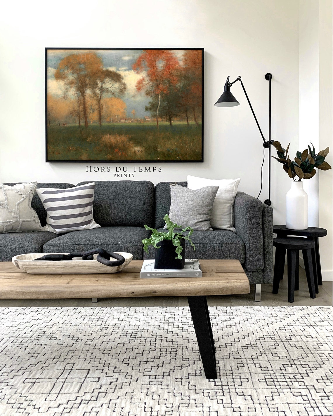 Golden Autumn Trees Meadow Vintage Tonalist Landscape Painting Poster - Image 2