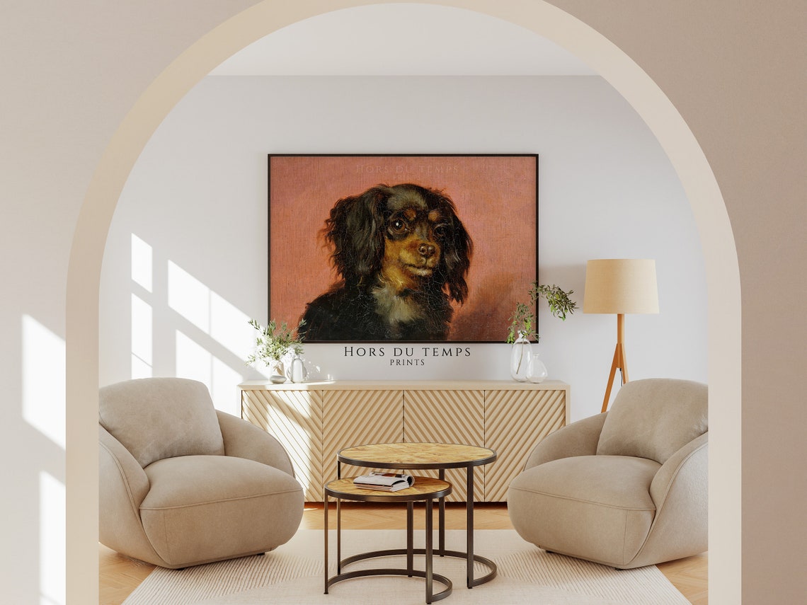 Small Spaniel Puppy Portrait Vintage Oil Painting Dog Poster - Image 2