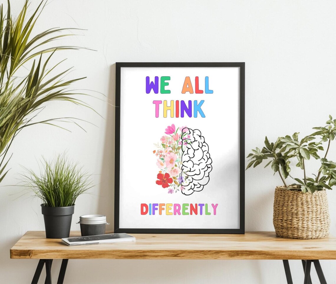 We All Think Differently Poster, Inspirational Quote