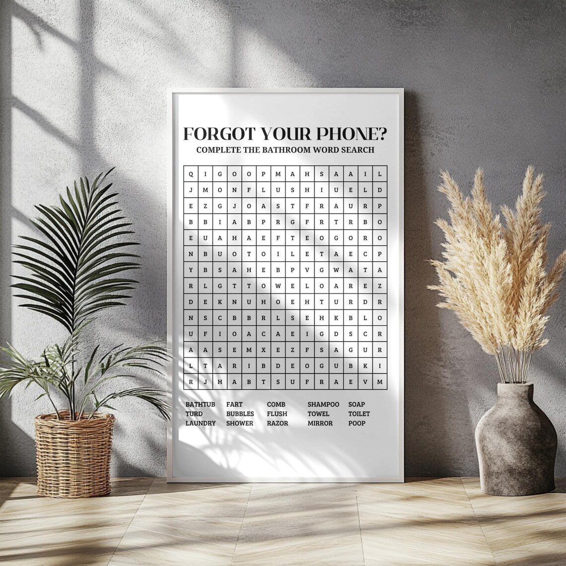 Word Search Bathroom Sign, Funny Bathroom Decor - Image 3