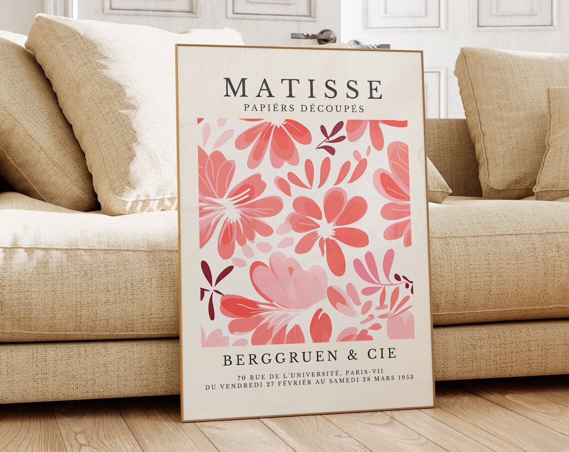 Matisse Papiers Decoupes Coral Pink Flowers Floral Art Poster