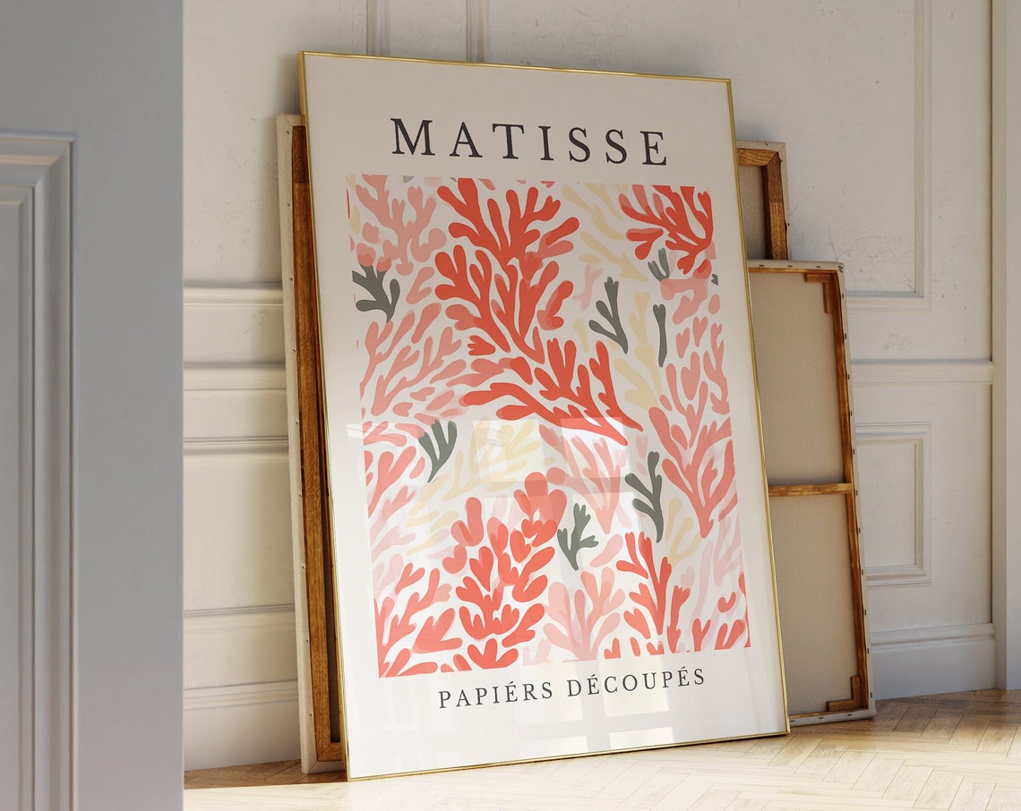 Matisse Papiers Decoupes Coral Pink Cut Paper Branch Pattern Poster