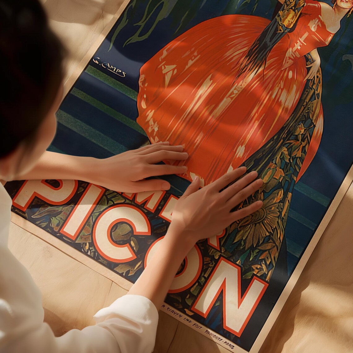 Amer Picon Vintage French Aperitif Red Gown Lady Advertising Poster - Image 2