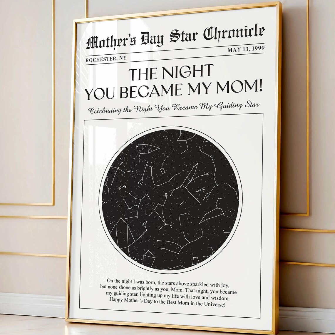 Mother's Day Star Chronicle Night You Became My Mom Newspaper Print