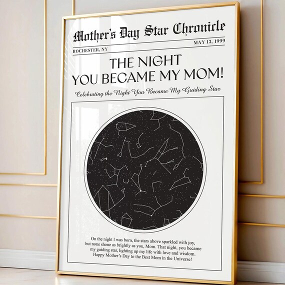 Mother's Day Star Chronicle Night You Became My Mom Newspaper Print